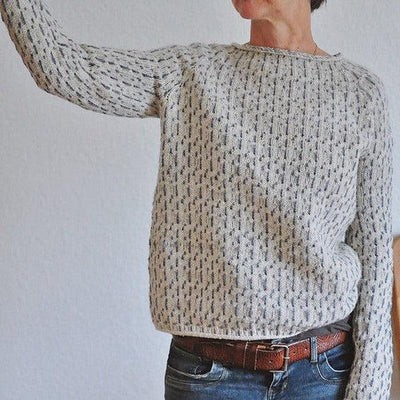 Hannelore™ | Grauer Pullover mit weitem Ausschnitt