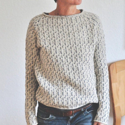 Hannelore™ | Grauer Pullover mit weitem Ausschnitt