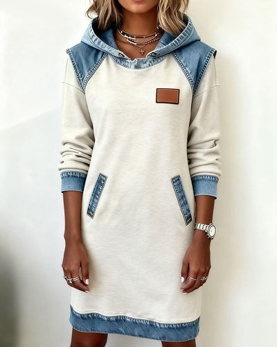 Nele™ | Hoodie-Kleid mit Denim-Einsätzen