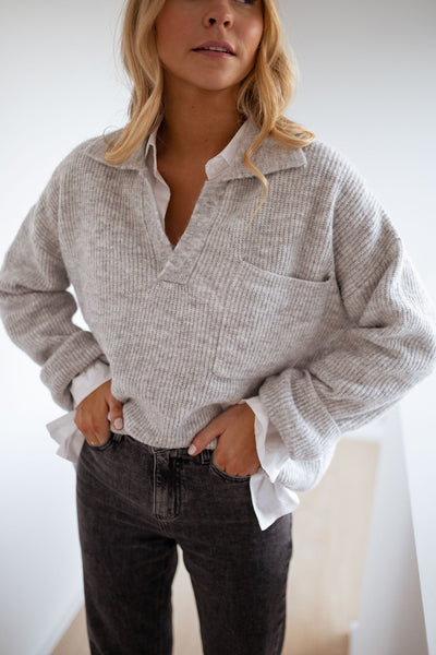 Mara™ | Grauer Strickpullover