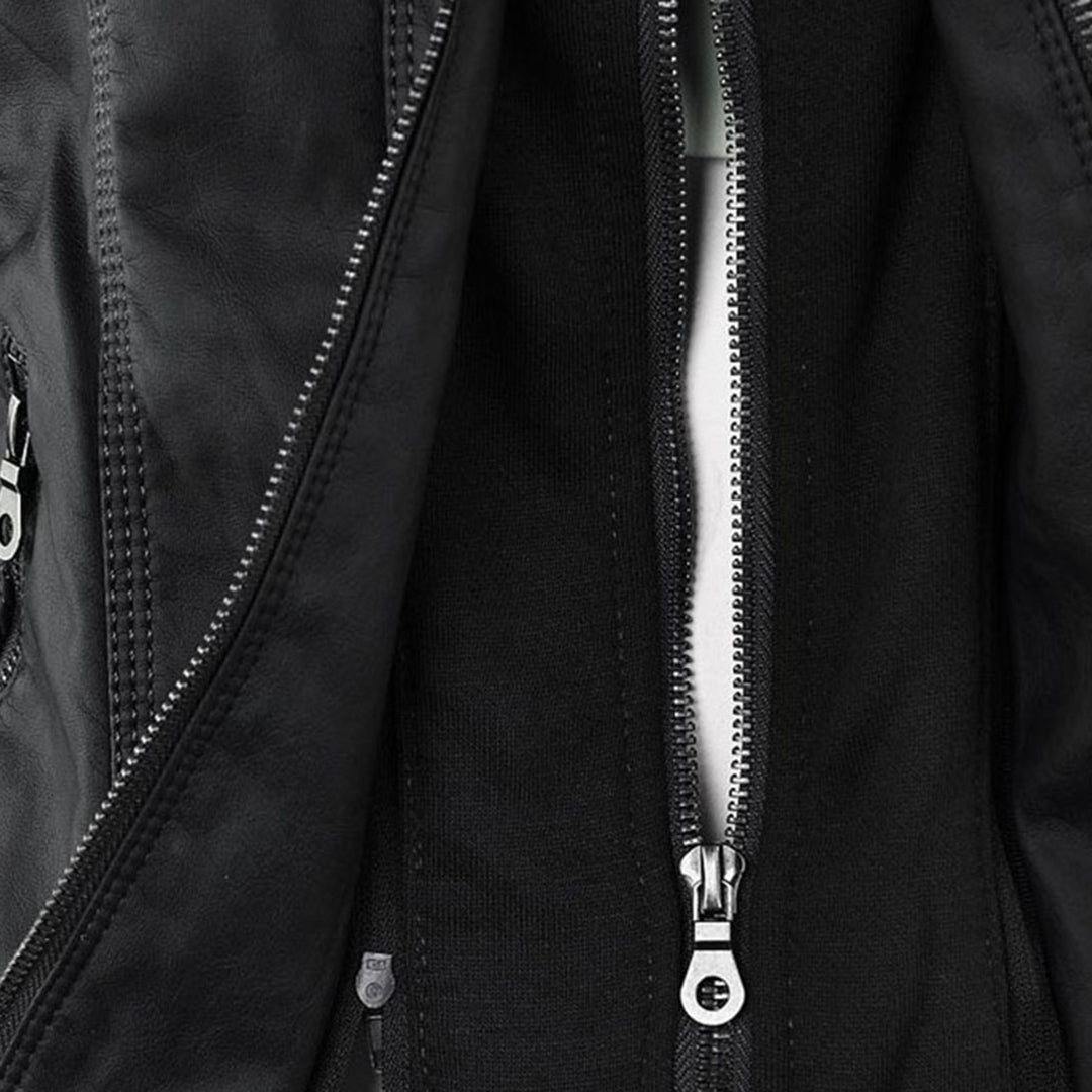 Pia™ | Moderne Lederjacke mit Kapuze