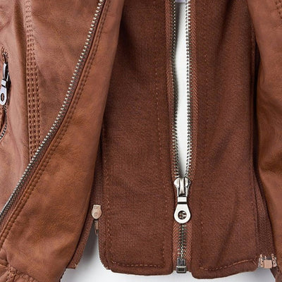 Pia™ | Moderne Lederjacke mit Kapuze