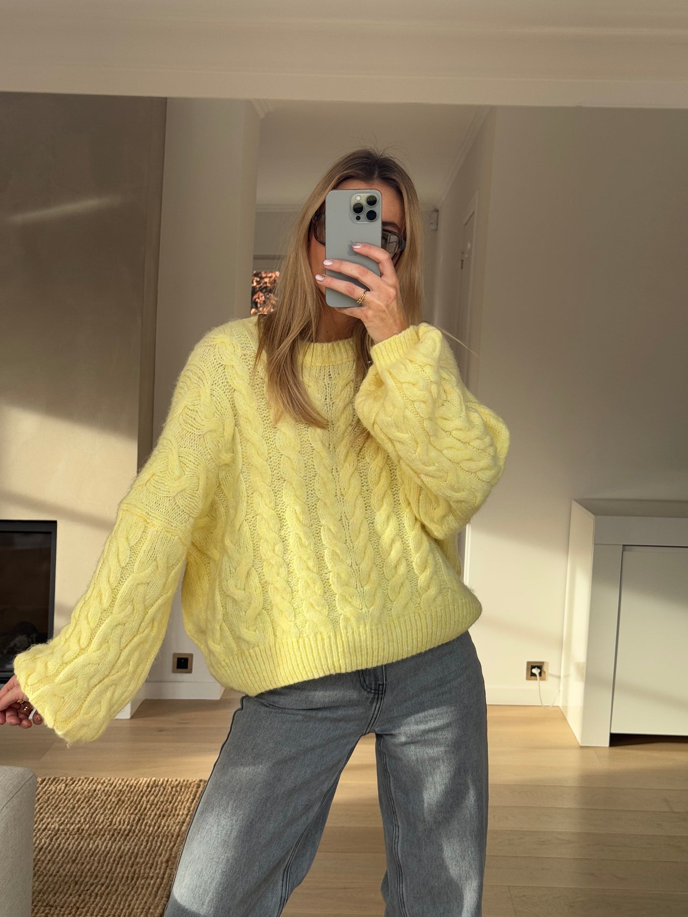Hannah™ | Gelber Strickpullover