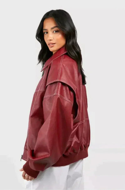 Faye™ | Oversized Lederjacke