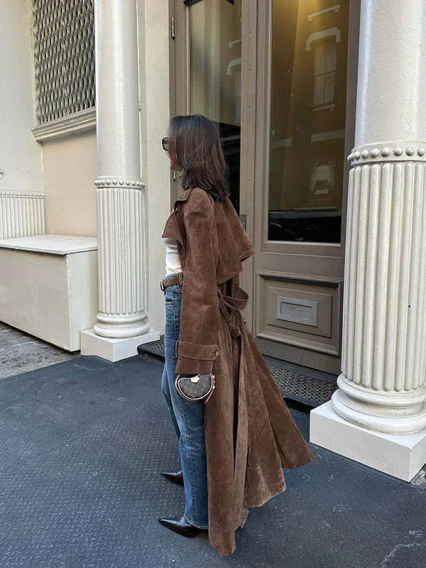 Veronika™ | Eleganter Wildleder Trenchcoat