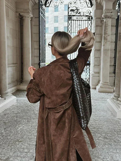 Veronika™ | Eleganter Wildleder Trenchcoat