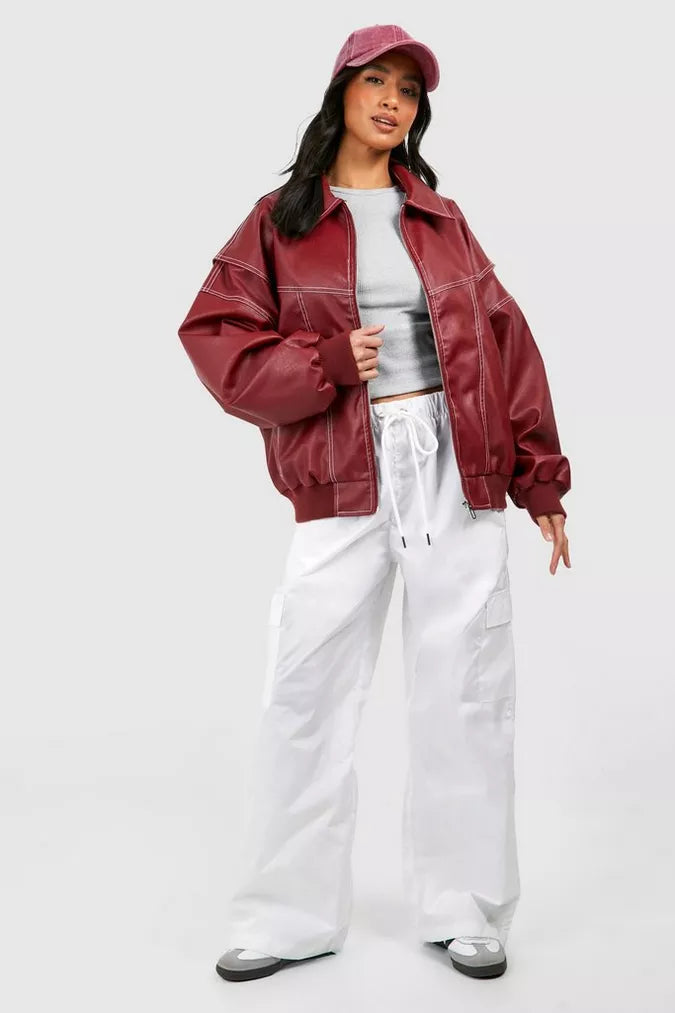 Faye™ | Oversized Lederjacke
