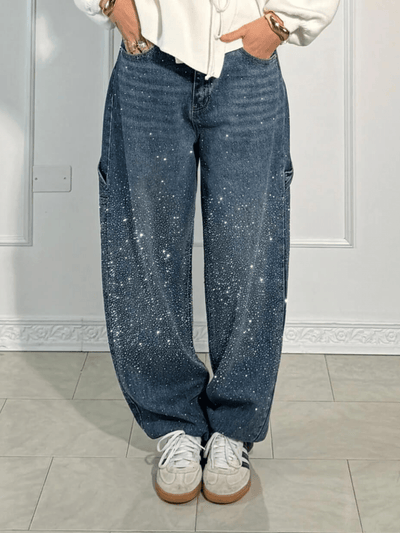 Jorinde™ | Trendige Balloon Carpenter Jeans mit Glitzer