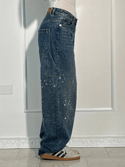 Jorinde™ | Trendige Balloon Carpenter Jeans mit Glitzer