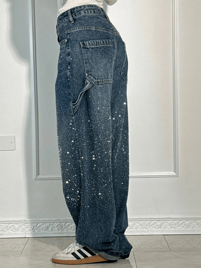 Jorinde™ | Trendige Balloon Carpenter Jeans mit Glitzer